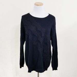 Best Mountain Sweater Black Lace Rhinestone Studs